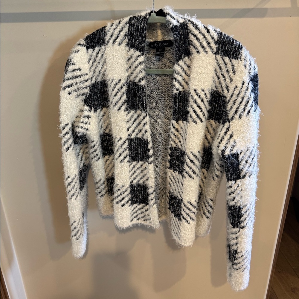 August Silk Black and White Knit Sweater